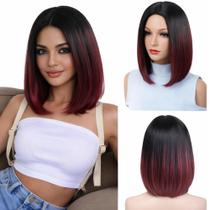 Peruca Curta Fibra Orgânica Premium Sem Franja Wig Lace