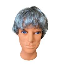 Peruca Curta Grisalha Sintética Unissex Fantasia Festa