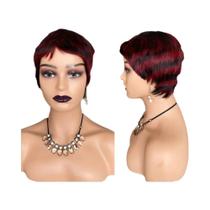 Peruca Curta Lisa De Cabelo Humano Brasileiro Remy Para Mulheres Negras, Corte Pixie, Cor Natural,