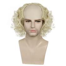Peruca curta loira careca de 35 cm com lados encaracolados - fantasia engraçada Peruca curta loira careca de 35 cm com lados encaracolados - fantasia engraçada