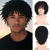 Peruca curta Looxey Dreadlocks para homem Crochet Twist Hair Peruca trançada Wear and Go Afro Curly Perucas sintéticas pretas naturais para uso diário e festa... 1.1