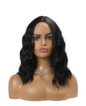 Peruca Curta Ondulada sem Franja Preta Bio Organica