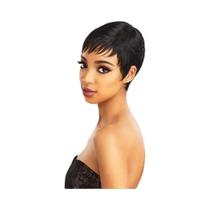 Peruca Curta Pixie Preta E Vermelha, Cabelo Humano Brasileiro Liso, Perucas Completas Feitas À