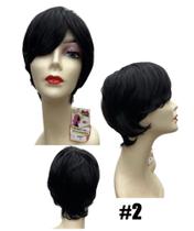 Peruca Curta Pixie Preta Sem Franja Uso Diário