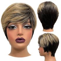 Peruca curta preto ombre loira mechas franja RT2/6A/36