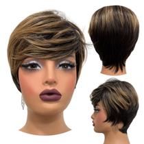 Peruca curta preto ombre loira mechas franja RT2/8/30 Peruca curta preto ombre loira mechas franja RT2/8/30