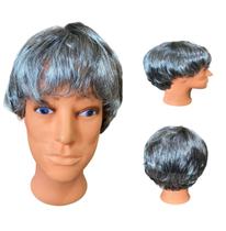 Peruca Curta Sintética Grisalha Escura feminina/ masculina