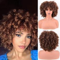 Peruca Curta Sintética Vitorish Ombre Brown Kinky Curly 25cm