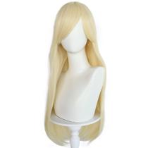 Peruca de 33 polegadas de comprimento de cabelo sintético loiro liso com parte lateral