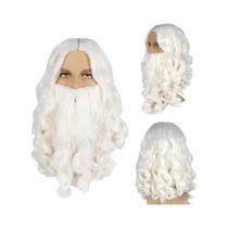 Peruca De Barba Do Papai Noel Branca Unissex Para Homens E Mulheres, Cosplay De Natal, Cabelo
