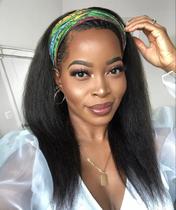 Peruca de cabeça Aminow Kinky Straight Straight Sintética 40cm Preta