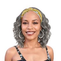 Peruca de cabeça SYMEIW Silver Grey Wavy 14" para mulheres negras
