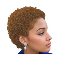 Peruca De Cabelo Humano Afro Kinky Curly Com Corte Pixie Curto Para Mulheres, Peruca Totalmente