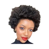 Peruca De Cabelo Humano Afro Kinky Curly Pixie Cut De 6 a 8 Polegadas Com Aparência Natural Para