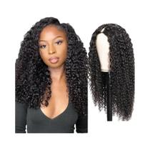 Peruca De Cabelo Humano Cacheado Crespo Com Parte Em V Para Mulheres Negras, 180% De Densidade, Cor