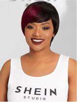 Peruca De Cabelo Humano Curta Pixie De 6 Polegadas Lisa Cor F1B 99J Feita À Máquina Acessível Para