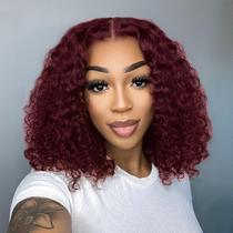 Peruca de cabelo humano frontal de renda sem cola HAYAHAIR Short Curly 30cm