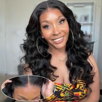 Peruca de Cabelo Humano Nerkre - Body Wave 40cm com Renda Frontal - Sem Cola