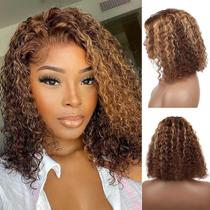 Peruca de cabelo humano sem cola Virginess Wear and Go Deep Wave 25cm