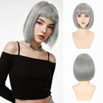Peruca de cabelo refinado, cinza, Bob, 30 cm, sintética para mulheres e meninas Peruca de cabelo refinado, cinza, Bob, 30 cm, sintética para mulheres e meninas