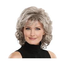 Peruca De Cabelo Sintético Curto Encaracolado Loiro Cinza Branco Marrom Para Mulheres Na Altura Dos