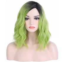 Peruca de cosplay amarelo-verde ondulada com franja 35cm Peruca de cosplay amarelo-verde ondulada com franja 35cm
