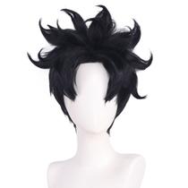 Peruca de cosplay Anime Black Spiky Short Hair Synthetic Heat Res