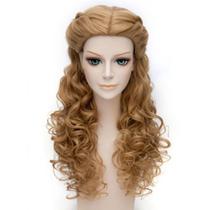 Peruca de cosplay Anime Cinderellas, cabelo sintético longo e encaracolado