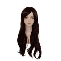 Peruca de cosplay Anime longa ondulada marrom vermelha com franja lateral 80cm Peruca de cosplay Anime longa ondulada marrom vermelha com franja lateral 80cm