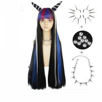 Peruca de cosplay Anime Mioda Ibuki em forma de chifre sintética para festa