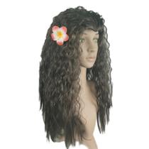Peruca de cosplay Anime Moanas, cabelo sintético longo e encaracolado