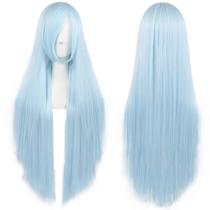 Peruca de cosplay ANOGOL azul claro de 80 cm de comprimento reta para mulheres Peruca de cosplay ANOGOL azul claro de 80 cm de comprimento reta para mulheres