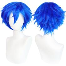 Peruca de cosplay ANOGOL curta azul reta sintética para homens Peruca de cosplay ANOGOL curta azul reta sintética para homens