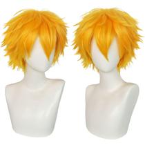 Peruca de cosplay ANOGOL Hair Cap + Curta Amarela Sintética Masculina Peruca de cosplay ANOGOL Hair Cap + Curta Amarela Sintética Masculina