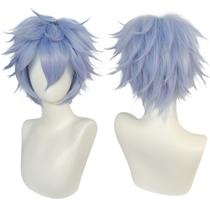 Peruca de cosplay ANOGOL Ice Blue Short Straight para homens Peruca de cosplay ANOGOL Ice Blue Short Straight para homens