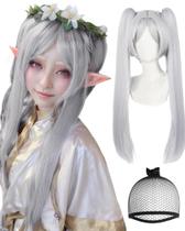 Peruca de cosplay ANOGOL Sousou no Frieren, cabelo sintético branco Peruca de cosplay ANOGOL Sousou no Frieren, cabelo sintético branco