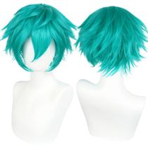 Peruca de cosplay ANOGOL verde azul-petróleo curta reta para homens Peruca de cosplay ANOGOL verde azul-petróleo curta reta para homens
