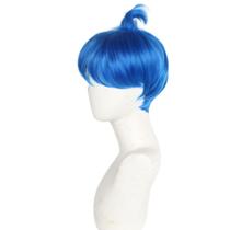 Peruca de cosplay azul curta para personagem Inside Out 2 Joy 18cm