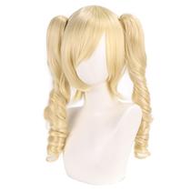 Peruca de cosplay Blonde Curly Twin Twin Tail 45cm de fibra de alta temperatura Peruca de cosplay Blonde Curly Twin Twin Tail 45cm de fibra de alta temperatura