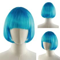 Peruca de cosplay Bob Cut Short, reta, azul celeste, 25 cm para mulheres