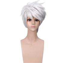 Peruca de cosplay, cinza prateada, espetada, despenteada, estilo curto, 20 cm
