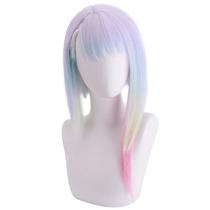 Peruca de cosplay, curta arco-íris pastel com franja lateral de 40 cm Peruca de cosplay, curta arco-íris pastel com franja lateral de 40 cm
