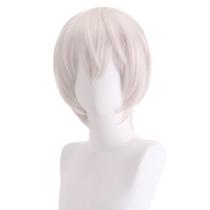Peruca de cosplay curta branca em camadas, estilo de alta temperatura Peruca de cosplay curta branca em camadas, estilo de alta temperatura