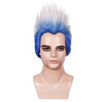 Peruca de cosplay curta com gradiente azul-branco de 18 cm para adultos Peruca de cosplay curta com gradiente azul-branco de 18 cm para adultos