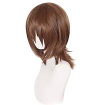 Peruca de cosplay curta marrom em camadas com franja de 35 cm para adolescentes/adultos Peruca de cosplay curta marrom em camadas com franja de 35 cm para adolescentes/adultos