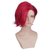 Peruca de cosplay curta vermelha de 25 cm com franja lateral para adolescentes e adultos Peruca de cosplay curta vermelha de 25 cm com franja lateral para adolescentes e adultos