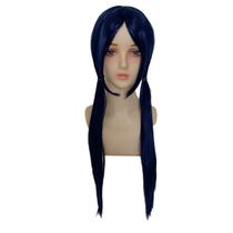 Peruca de cosplay Cyber Girl longa reta azul escuro 50cm