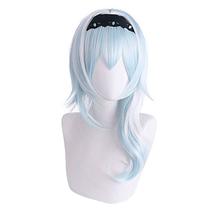 Peruca de cosplay de anime azul claro, branco, gradiente de 50 cm para todas as idades