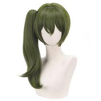 Peruca de cosplay de anime com rabo de cavalo verde longo com franja de 45 cm Peruca de cosplay de anime com rabo de cavalo verde longo com franja de 45 cm