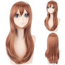 Peruca de cosplay de anime genérica de 50 cm, marrom de comprimento médio para adultos